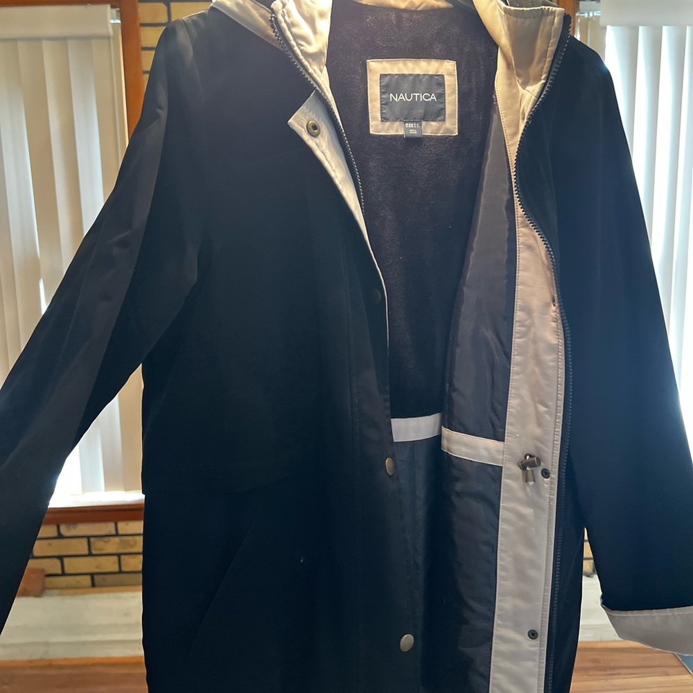 Nautica Men's Black Hooded Raincoat